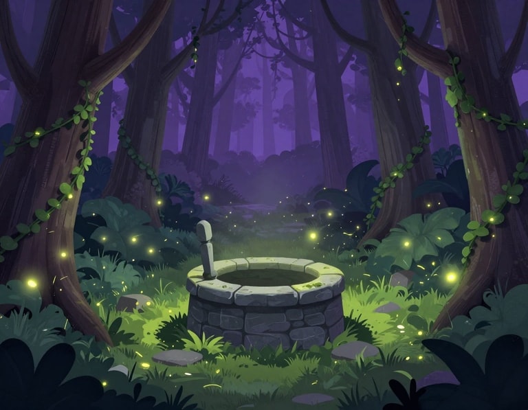 Mystical Well in Twilight Woods