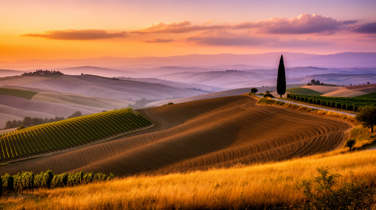 Tuscan Hills at Golden Dusk