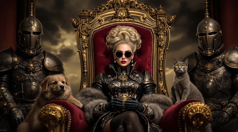 Steampunk Empress on Gilded Throne