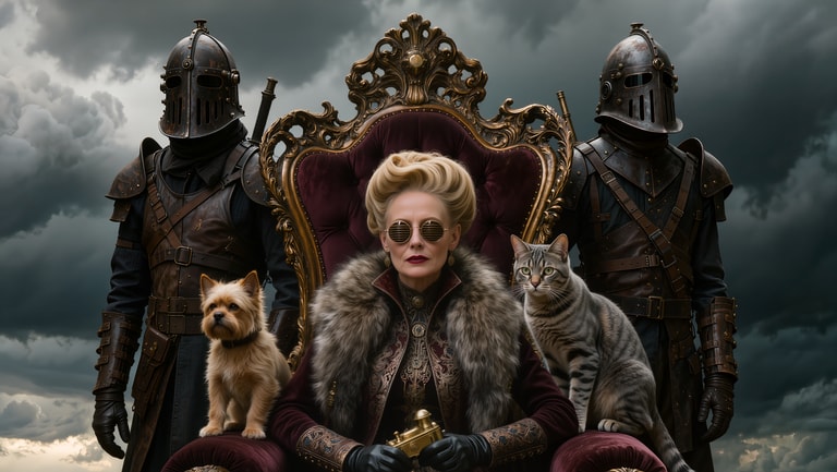 Steampunk Sovereign on Velvet Throne
