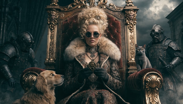 Steampunk Empress on Velvet Throne
