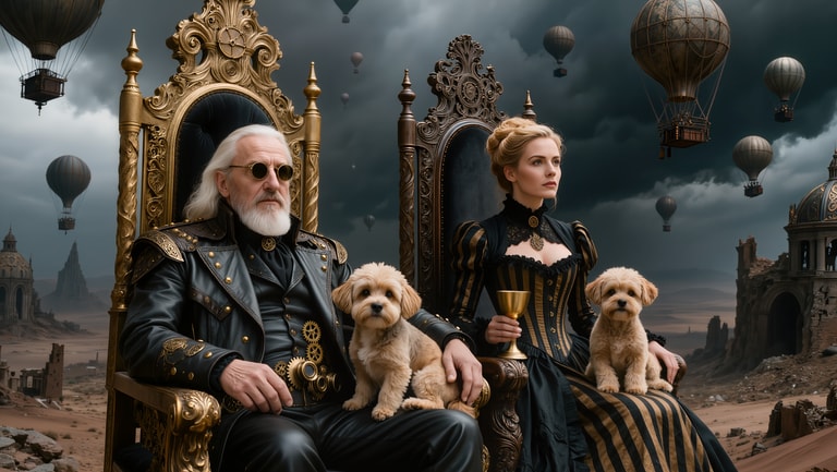 Steampunk Sovereigns Beneath Stormy Skies