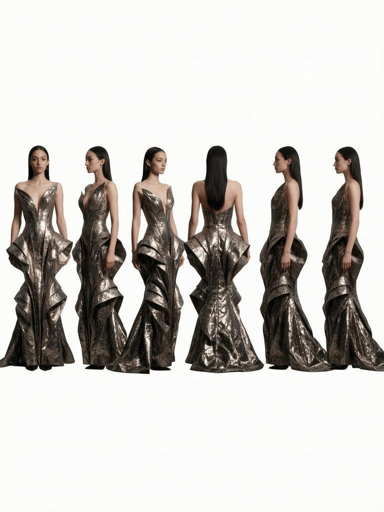 Sculptural Bronze Gown Character Study