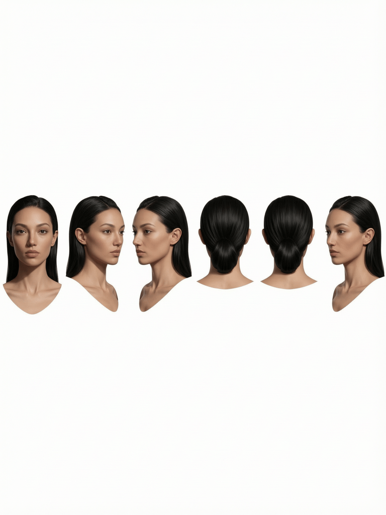 Multi-View Sleek Hair Character Study