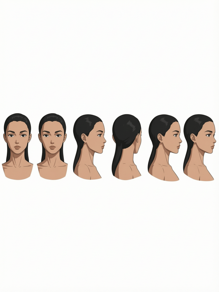Anime Woman Head Turnaround Study