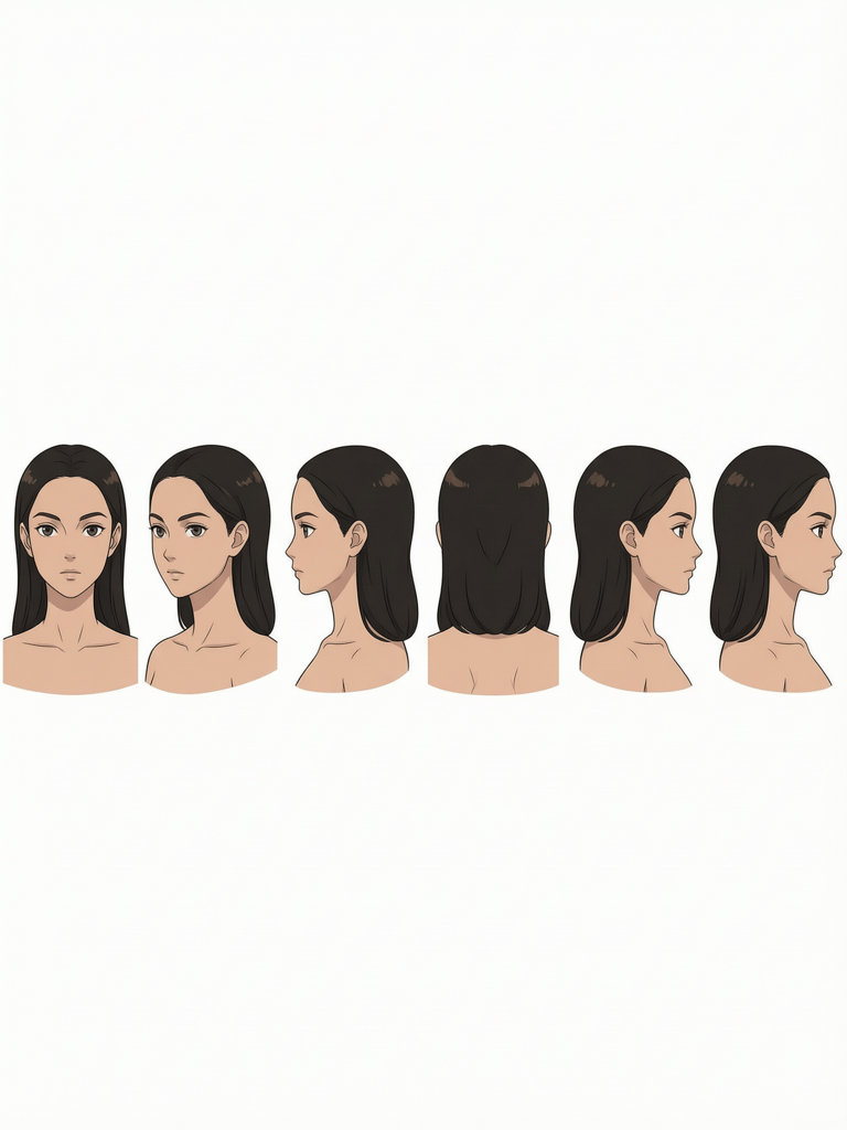 Anime Woman Head Turnaround Study
