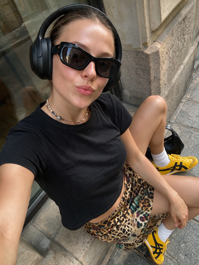 Leopard Skirt Sidewalk Selfie