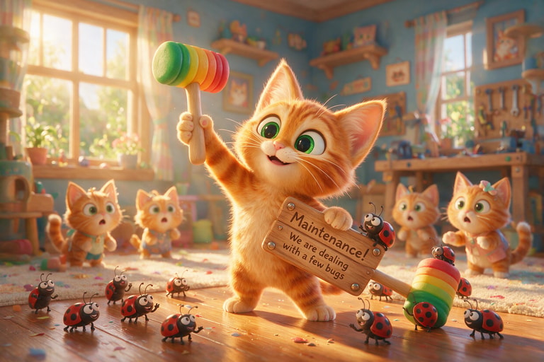 Kitten's Rainbow Mallet Bug Brigade