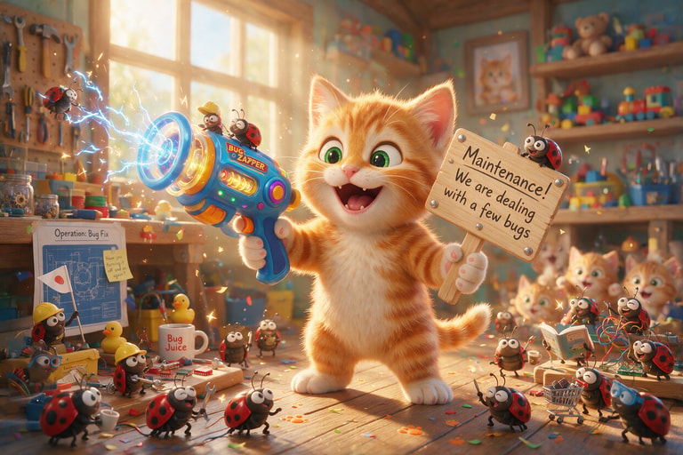 Kitten's Joyful Bug Zapper Mission