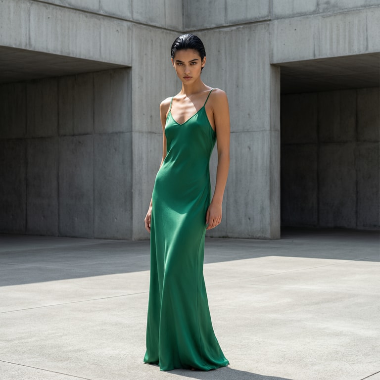 Emerald Silk Amid Concrete Forms