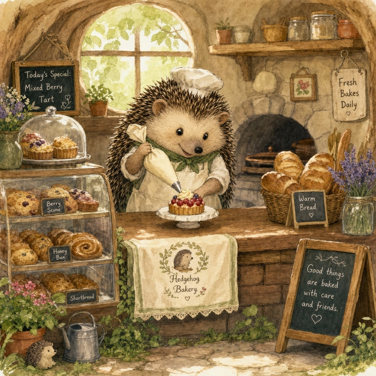 Hedgehog Baker at the Counter