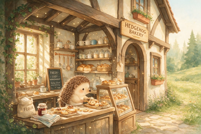 Hedgehog's Morning Bakery Ritual