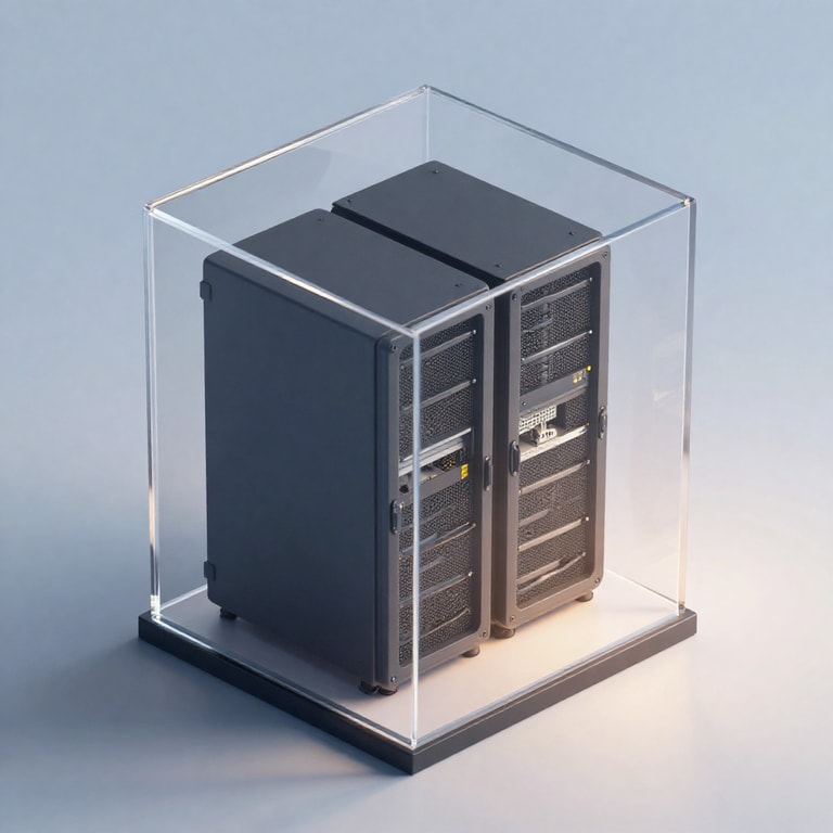 Servers Enclosed in Glass Cube