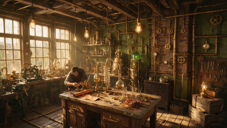 Gears and Brass in Golden Light