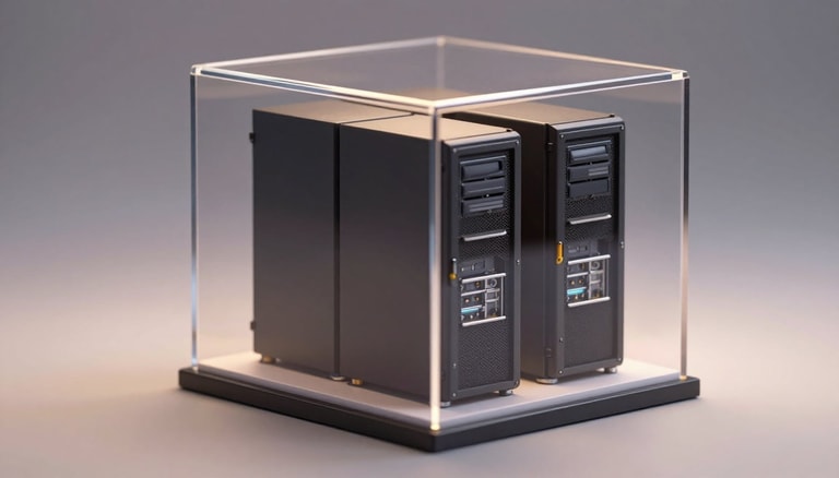 Servers Enclosed in Crystal Cube