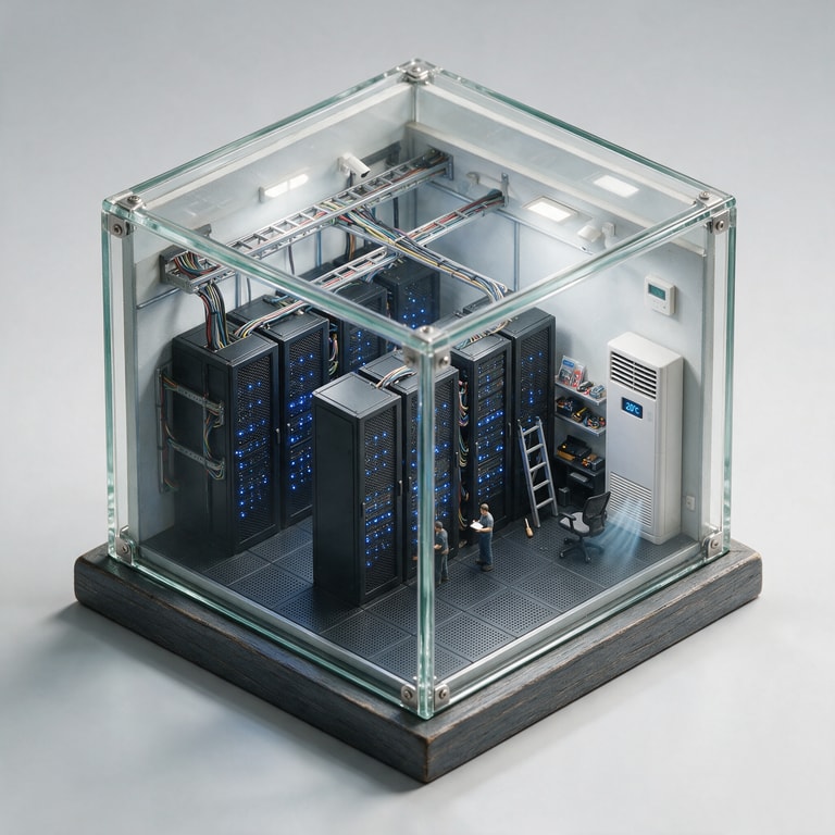 Server Room in Glass Cube
