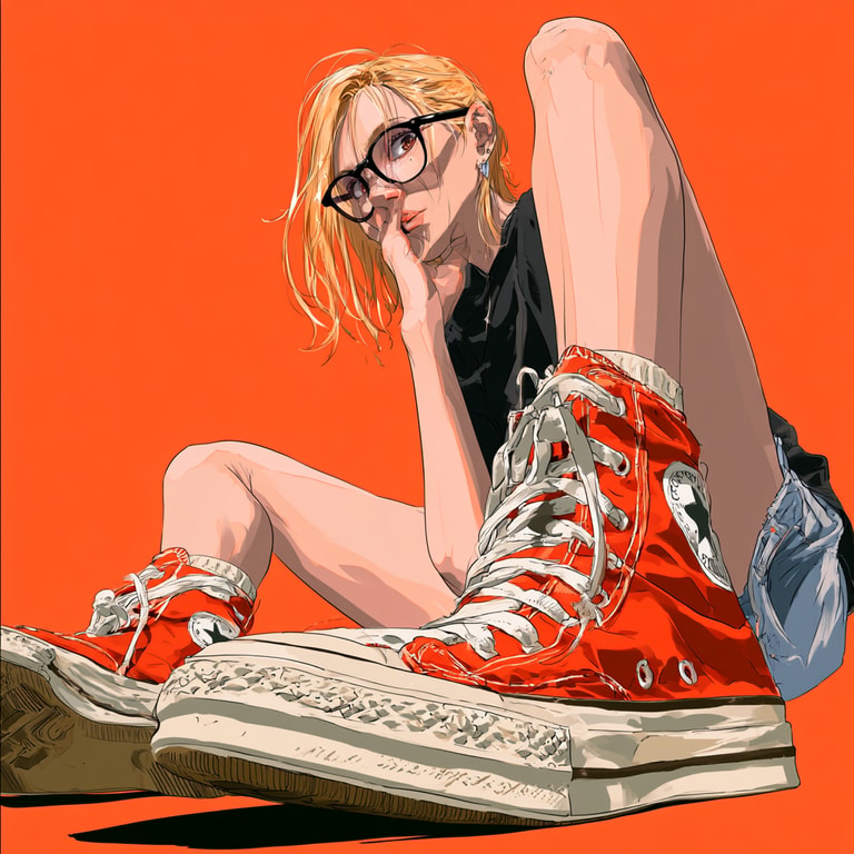 Red High-Tops Against Orange