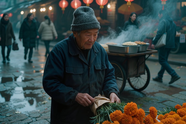 Night Market Marigold Seller