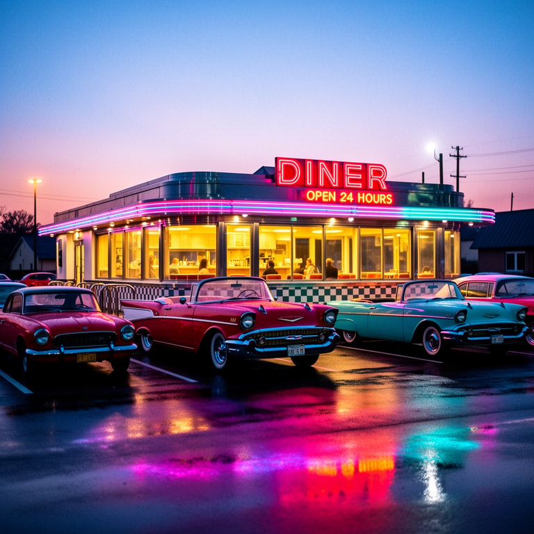 Neon Reflections at Retro Diner