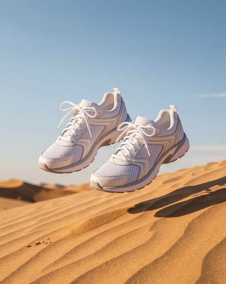 Levitation Above Golden Dunes