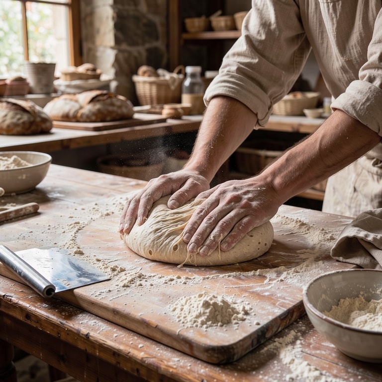 Hands Kneading Morning Dough