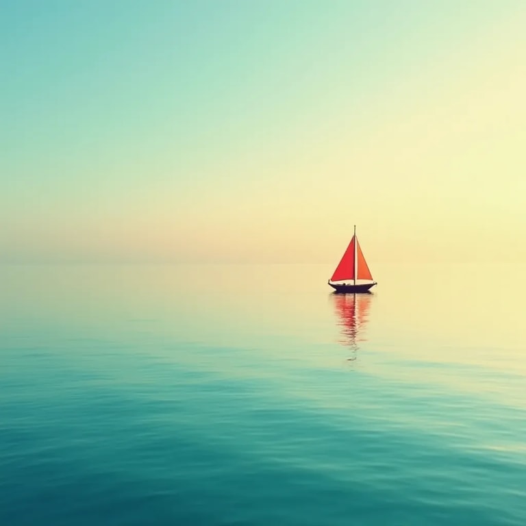 Lone Red Sail at Golden Hour