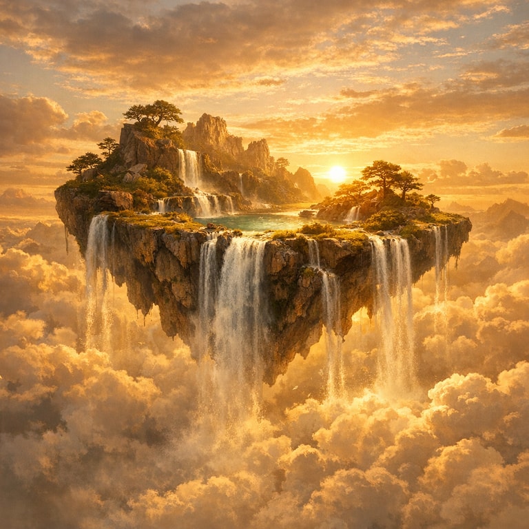 Floating Island at Golden Dusk