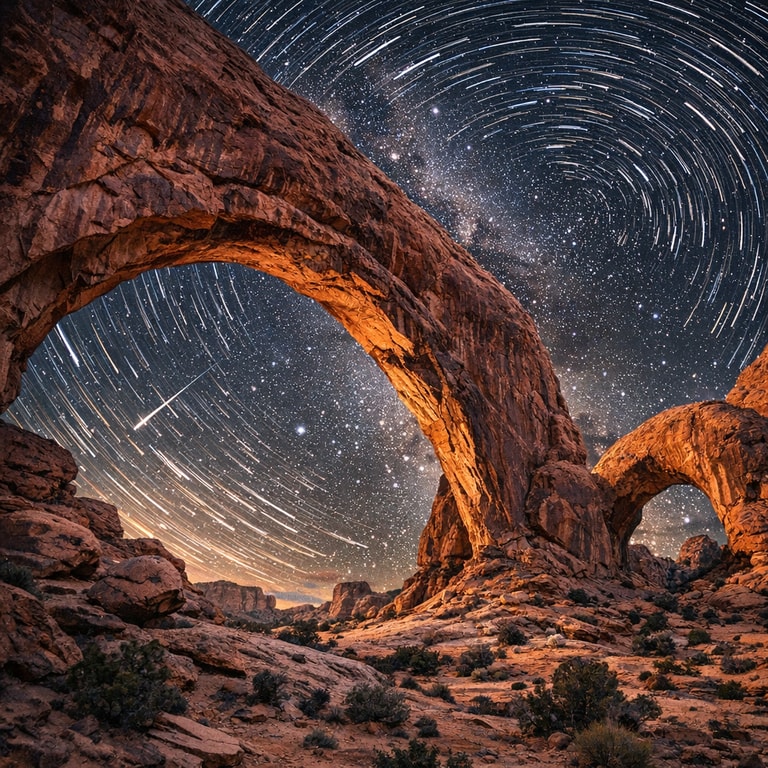Star Trails Through Sandstone Arches