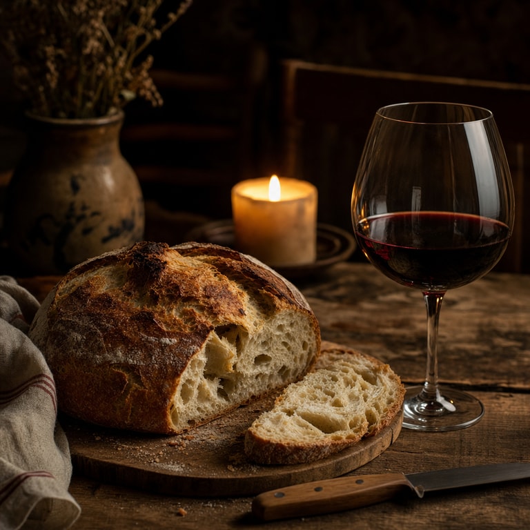 Rustic Bread and Crimson Wine