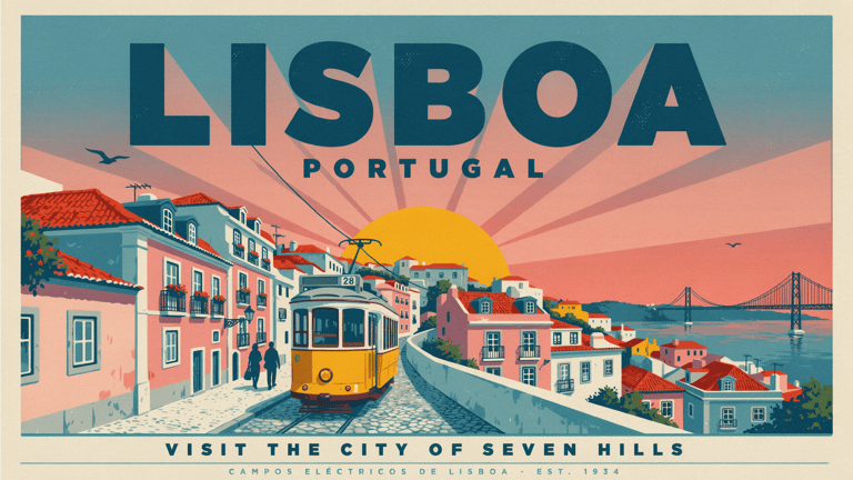 Lisbon Sunset Tram Poster