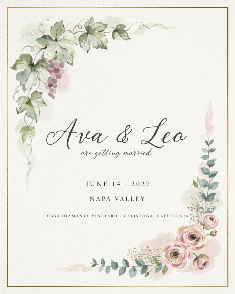 Vineyard Bloom Wedding Invitation