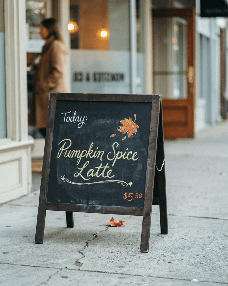 Autumn Latte on the Sidewalk
