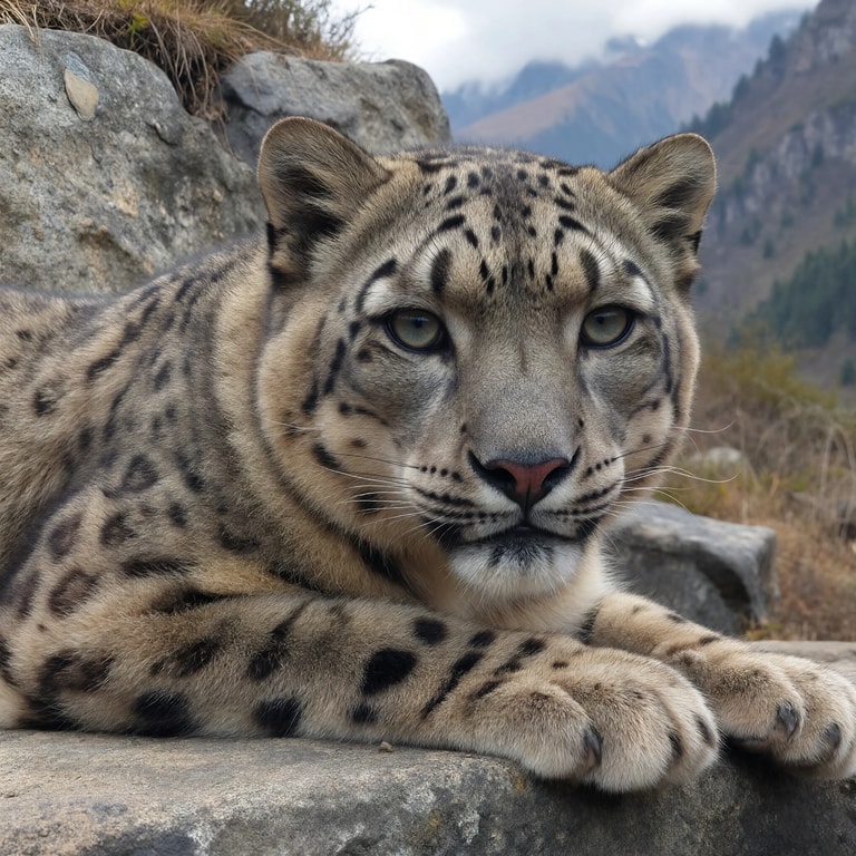 Piercing Gaze of the Snow Leopard