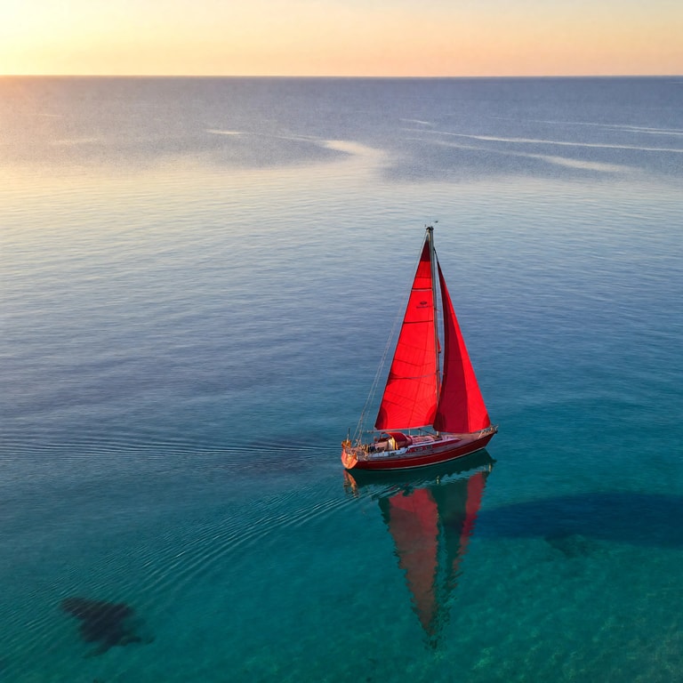 Red Sails on Turquoise Horizon