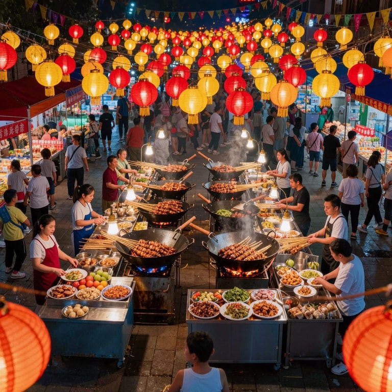 Lantern Glow Over Night Market