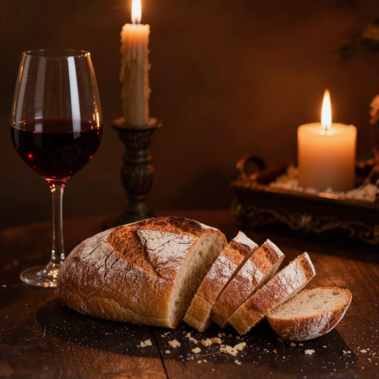 Candlelit Rustic Bread and Wine