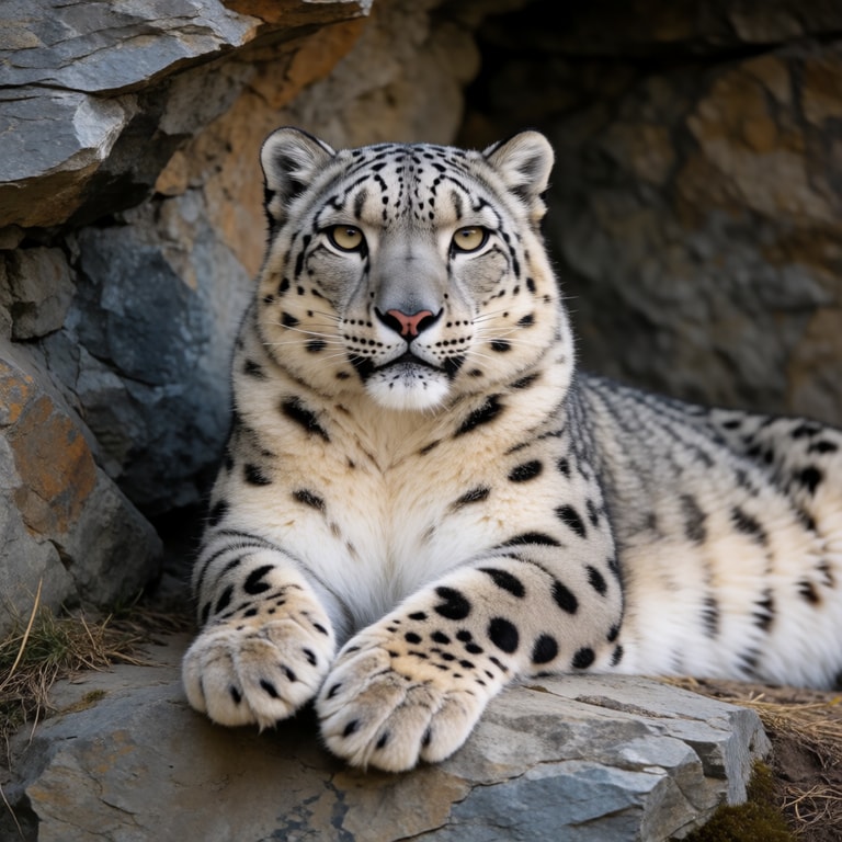 Snow Leopard's Steady Stare