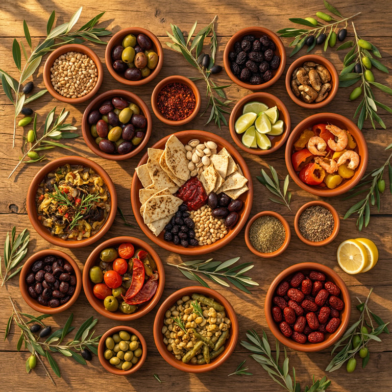 Sunlit Mediterranean Mezze in Terracotta