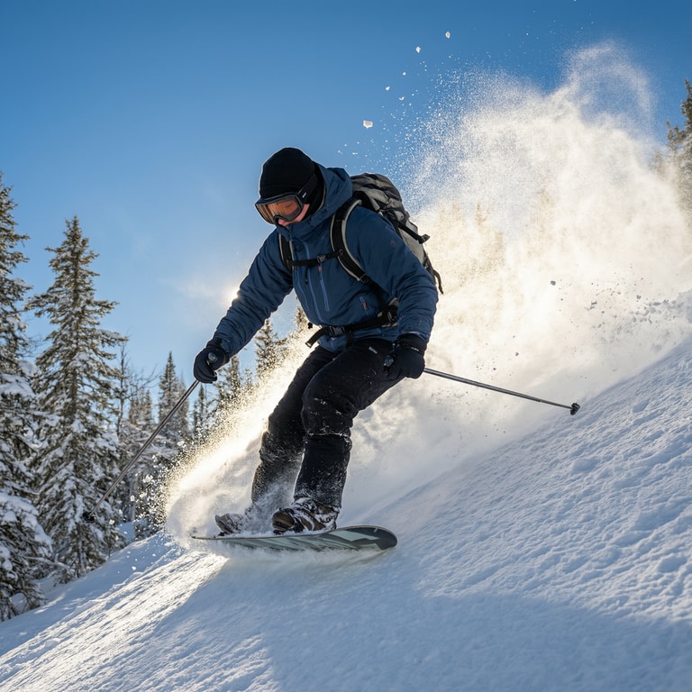 Powder Carve Under Bluebird Skies