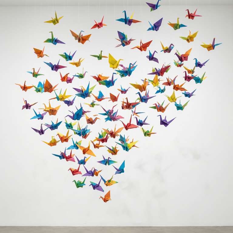 Suspended Rainbow Crane Flock