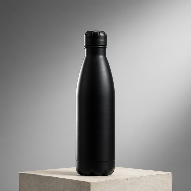 Matte Black Bottle on Concrete