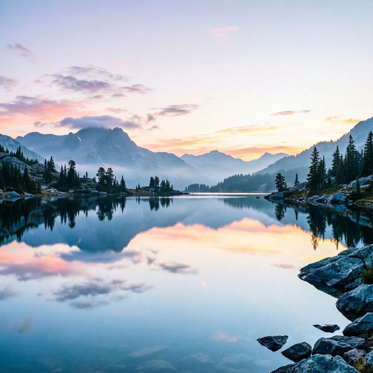 Pastel Dawn on Alpine Lake