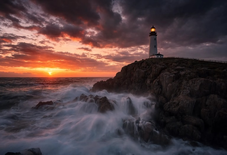 Beacon Beneath Stormlit Skies