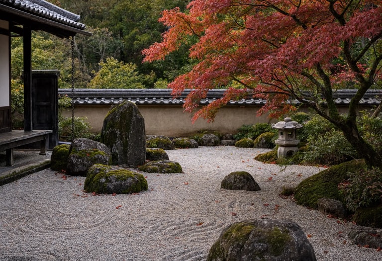 Autumn Maple Over Raked Gravel