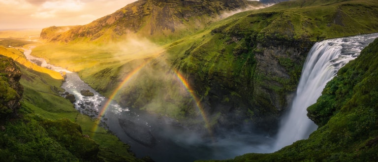 Rainbow Over Verdant Canyon Falls