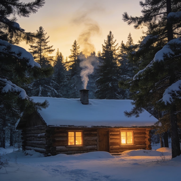 Ember Glow in Snowbound Pines