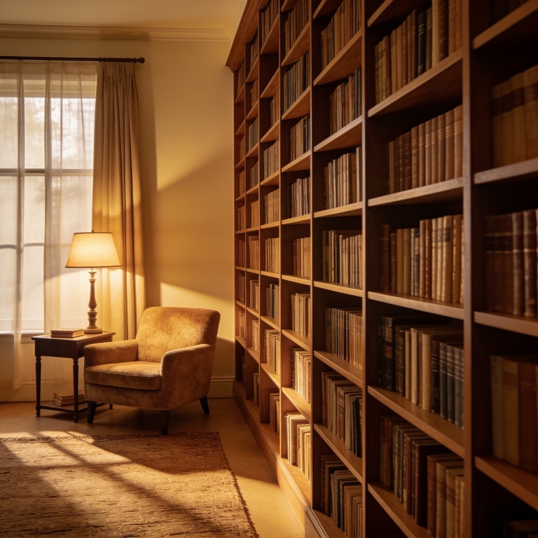 Golden Light in Quiet Library