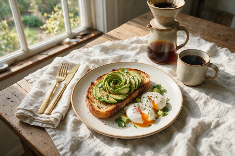 Sunlit Avocado Rose Breakfast