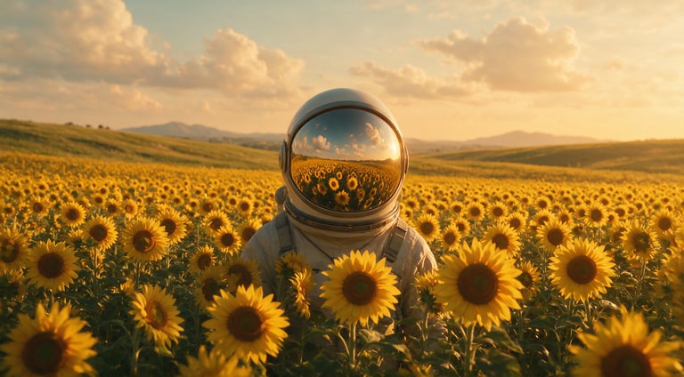 Astronaut's Sunflower Reverie