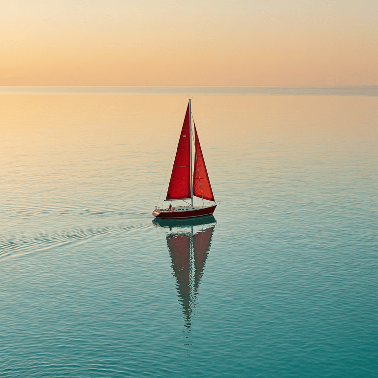 Red Sails on Mirror Sea